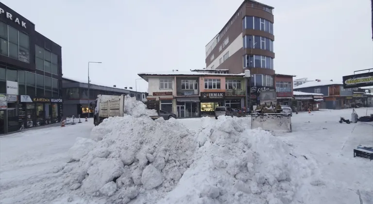 Ardahan Göle'de kar kütleleri ilçe dışına taşınıyor