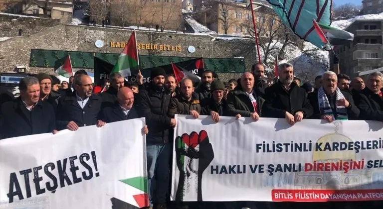 Bitlis'te İsrail'in Gazze'ye yönelik saldırıları protesto edildi