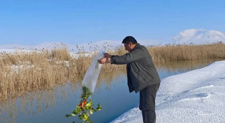 Çaldıran'da yaban hayvanları için doğaya yem bırakıldı