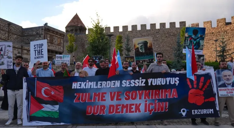 Erzurum'da hekimler ve sağlık çalışanlarından Gazze için "sessiz yürüyüş"