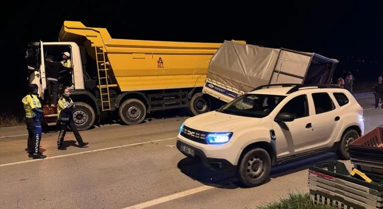 Erzurum'da yol kenarındaki kamyona çarpıp şarampole düşen kamyonetin sürücüsü yaralandı