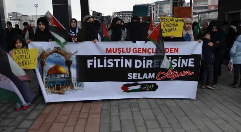 Muş'ta İsrail'in Gazze'ye yönelik saldırıları protesto edildi