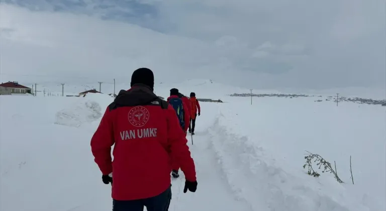 Van'da sağlık ekipleri rahatsızlanan hastaya ulaşmak için karda 2,5 kilometre yürüdü